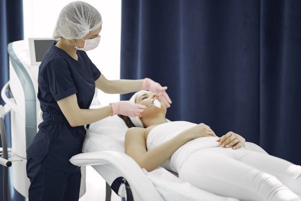 Professional dermaplaning facial treatment